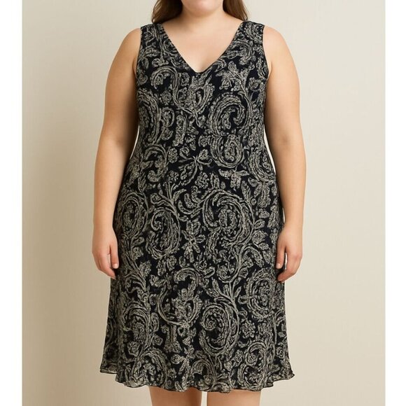 Vtg ICE 100% Silk Black Paisley print Y2K Fairy Grunge Romantic Flowy Dress 20 - Picture 1 of 16